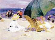 Edward Henry Potthast Prints Green Umbrella Norge oil painting reproduction
